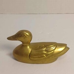 Vintage Brass Duck Figurine, Hollow Collectible Bird‎ Decor, Small Brass Duck